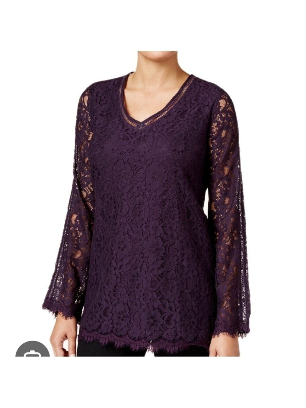 Style & Co Elegant Purple Lace Top SZ: S Cotton Nylon Blend NWT!